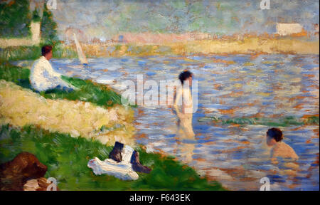 Etude pour "Une Baignade À Asnières" - Studie für "Badenden Asnieres" 1883 Georges Seurat 1859-1891 Frankreich Französisch Stockfoto