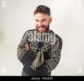 Bart Mann Porträt in Pullover Studioportrait Stockfoto