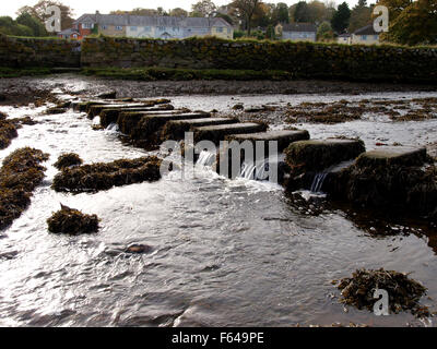 Trittsteine über Mylor Creek, Mylor Brücke, Falmouth, Cornwall, UK Stockfoto
