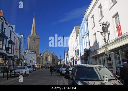 Tudor Platz, Tenby, Pembrokeshire, Dyfed, Wales, Großbritannien, Vereinigtes Königreich UK, Europa Stockfoto