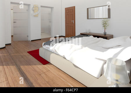 Interior 3D-Rendering aus einem modernen Schlafzimmer Stockfoto