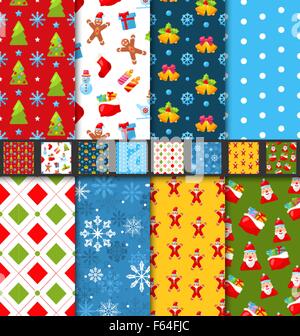 Nahtlose Muster Set Weihnachten Stock Vektor