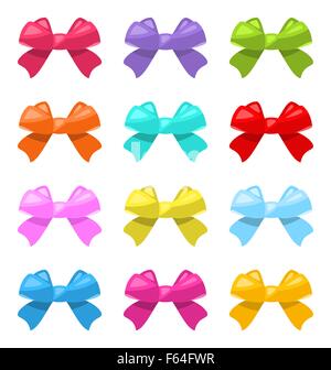 Set bunte einfaches Geschenk Bögen isoliert Stock Vektor