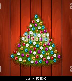 Geschmückter Weihnachtsbaum bunte Bällen Stock Vektor