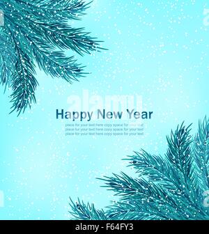 Frohes neues Jahr-Hintergrund mit Tannenzweigen Stock Vektor
