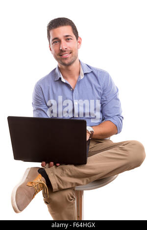 Schönen jungen Mann mit Laptop-computer Stockfoto