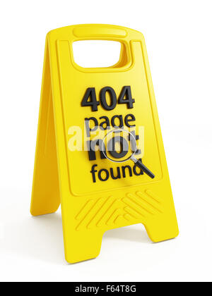 404-Seite nicht gefunden Text auf Warnzeichen Stockfoto