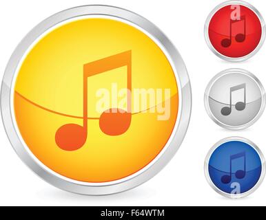 Musik-Hinweis-Tasten auf einem weißen Hintergrund gesetzt. Vektor-Illustration. Stock Vektor