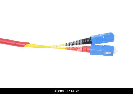 LWL-Kabel Typ sc isoliert auf weißem Hintergrund Stockfoto