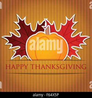 Maple Leaf und Kürbis Happy Thanksgiving Karte im Vektorformat. Stock Vektor