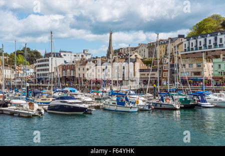 Blick über den Hafen und den Yachthafen von Torquay, Torbay, England, Großbritannien Stockfoto