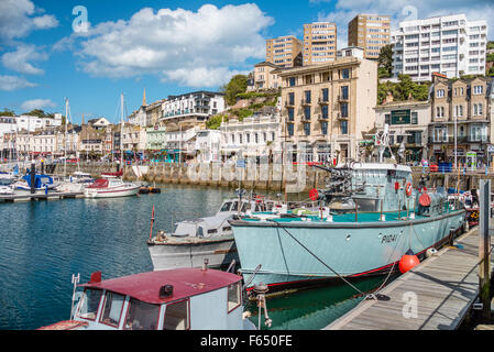 Blick über den Hafen und den Yachthafen von Torquay, Torbay, England, Großbritannien Stockfoto