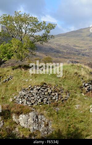 DINAS Emrys prähistorischen Wallburg in Richtung Yr Aran im Herbst Beddgelert Snowdonia National Park Wales Cymru UK GB Stockfoto