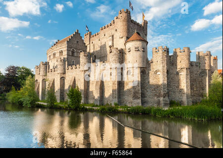 Mittelalterliche Burg Gravensteen (Burg der Grafen) in Gent, Belgien. Stockfoto