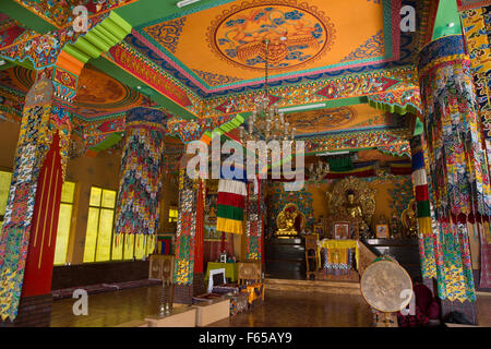 Indien, Himachal Pradesh, Spiti, Kaza, Sakya-Kloster Tangyud (Tenggyu), Betsaal Interieur Stockfoto