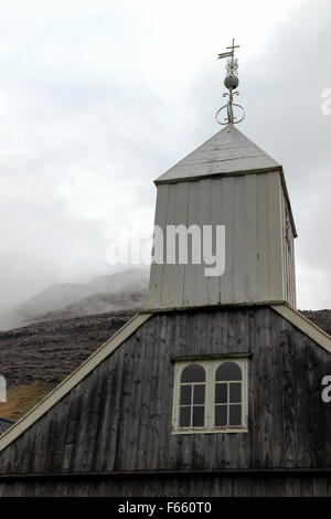 Traditionelle Holz- die Kirche des Dorfes Bøur in der Nähe von sørvágur Insel Vágar Färöer Stockfoto