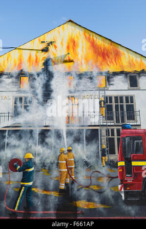 Wandbild gemalt an der Wand eines Gebäudes in Invergordon, Ross-Shire, Schottland. Stockfoto