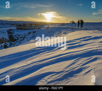 Gullfoss Wasserfall im Winter Island Stockfoto