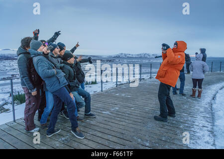 Fotografieren im Thingvellir National Park im Winter, Island Stockfoto