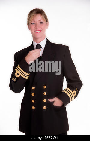 Weibchen Lt Commander Marine-Offizier in uniform Stockfoto