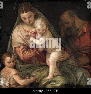 Paolo Veronese - Heilige Familie mit Kleinkind Sankt Johannes der Täufer Stockfoto