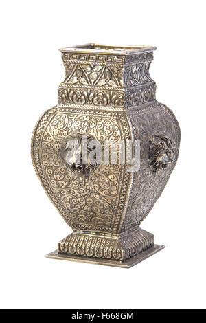 Silberne Vase. Isoliert Stockfoto