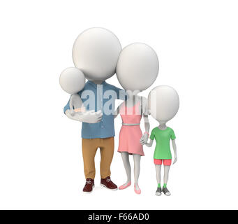 Familie von 3D Personen Stockfoto