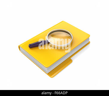 Ordner mit Lupe Stockfoto