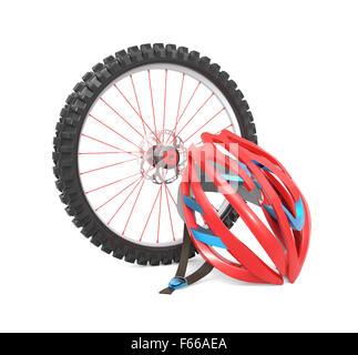Mountainbike Rad und Helm Stockfoto