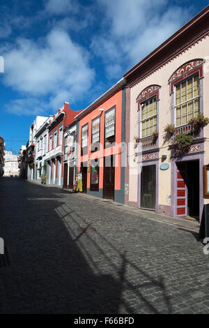 Fußgängerzone in Santa Cruz De La Palma, Calle Anselmo Pérez de Brito, Altstadt, La Palma Kanarische Insel Spanien Stockfoto