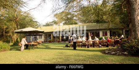 Haupt-Lodge und Rasenflächen Joy Adamsons ehemalige Heimat Elsamere Lake Naivasha Kenia Stockfoto