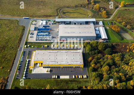 DHL Logistikzentrum Hamm-Uentrop, Hamm, Ruhr und Umgebung, North Rhine-Westphalia, Deutschland, Europa Luftaufnahme Vögel-Augen Blick Stockfoto