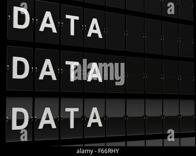 3D Renderer Bild. Flughafen-Board mit Datenwort. Archiv-Konzept. Stockfoto