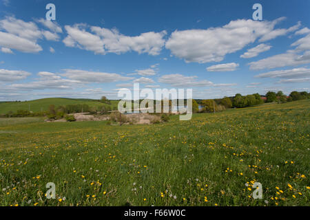 Mellensee in der Nähe von Funkenhagen, Boitzenburger Land, Uckermark, Brandenburg, Deutschland Stockfoto