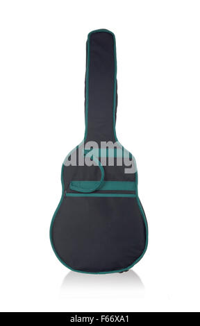 Gitarre-Stoffbeutel isoliert auf weiss, blau Stockfoto