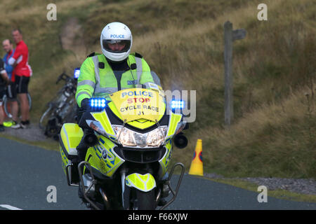 Ein Bild im die Cycling Tour of Britain Pendle, Gisburnund, Barnoldswick und Colne Bereiche durchlaufen. Stockfoto