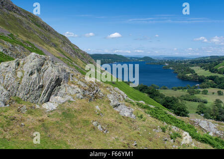 Ullswater aus Martindale Blick Hallin fiel und Howtown. Englischen Lake District, Cumbria, UK. Stockfoto