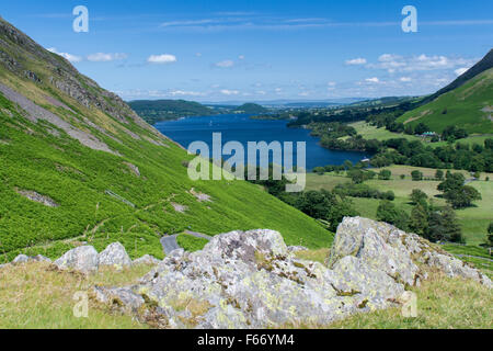 Ullswater aus Martindale Blick Hallin fiel und Howtown. Englischen Lake District, Cumbria, UK. Stockfoto