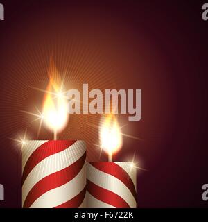 Weihnachtskerzen auf schwarzem Hintergrund. Bunte Illustration. Stock Vektor