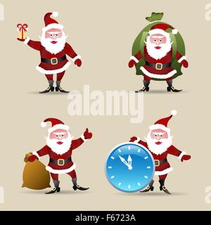 Weihnachtsmann set. Abbildung im Cartoon-Stil. Stock Vektor
