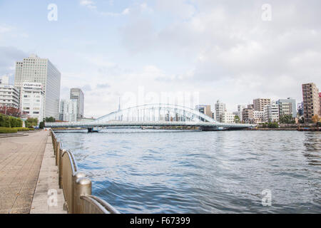 Eitaibashi Brücke, Sumida-Fluss, Tokyo, Japan Stockfoto