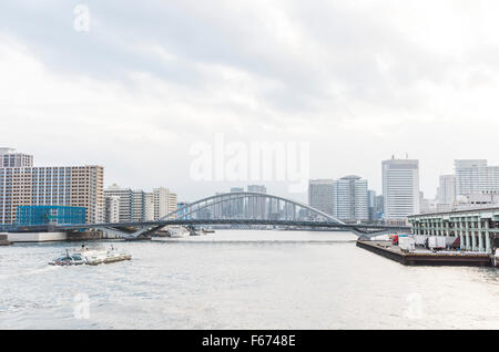 Tsukijiohashi Brücke, Sumida-Fluss, Tokyo, Japan Stockfoto