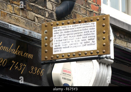 London, UK, 30. Juni 2015, Sir Tom Baker, maßgeschneiderte Schneiderei in 4 D'Arblay Street, Soho W1F 8DJ. Stockfoto