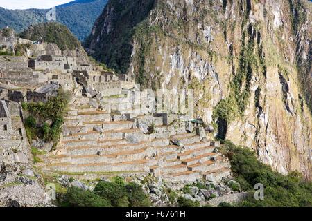 Machu Picchu, einer Inka Zitadelle, die hoch in den Anden in Peru eingestellt, Stockfoto