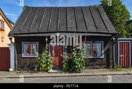 Altes Haus in Visby, die mittelalterliche Stadt auf der Insel Gotland, Schweden Stockfoto