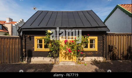 Altes Haus in Visby, die mittelalterliche Stadt auf der Insel Gotland, Schweden Stockfoto