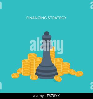 Flache Schachfiguren. Strategie-Konzept-Hintergrund. Vektor-Illustration. Stock Vektor