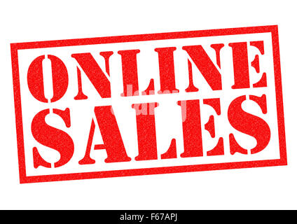 ONLINE SALES roten Stempel auf einem weißen Hintergrund. Stockfoto