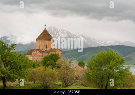 Die armenische Kathedrale des Heiligen Kreuzes auf Akdamar Insel. Van-See, Türkei Stockfoto