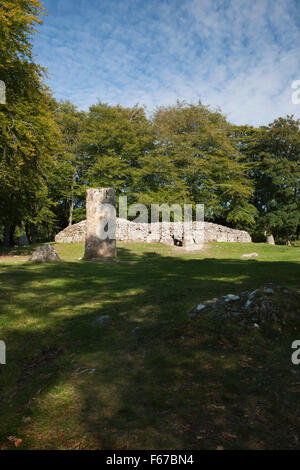 Suche NE am Eingang Schloten NE Ganggrab, Inverness, umgeben von stehenden Steinen. Teil eines bronzezeitlichen lineare Friedhofs + /-2000. Stockfoto